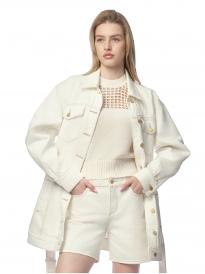 Молочная джинсовая удлинённая куртка Armani Exchange