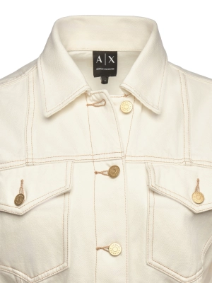 Молочная джинсовая удлинённая куртка Armani Exchange