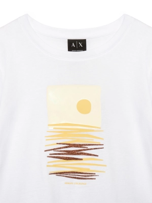 Футболка в белом цвете  Armani Exchange с принтом на груди
