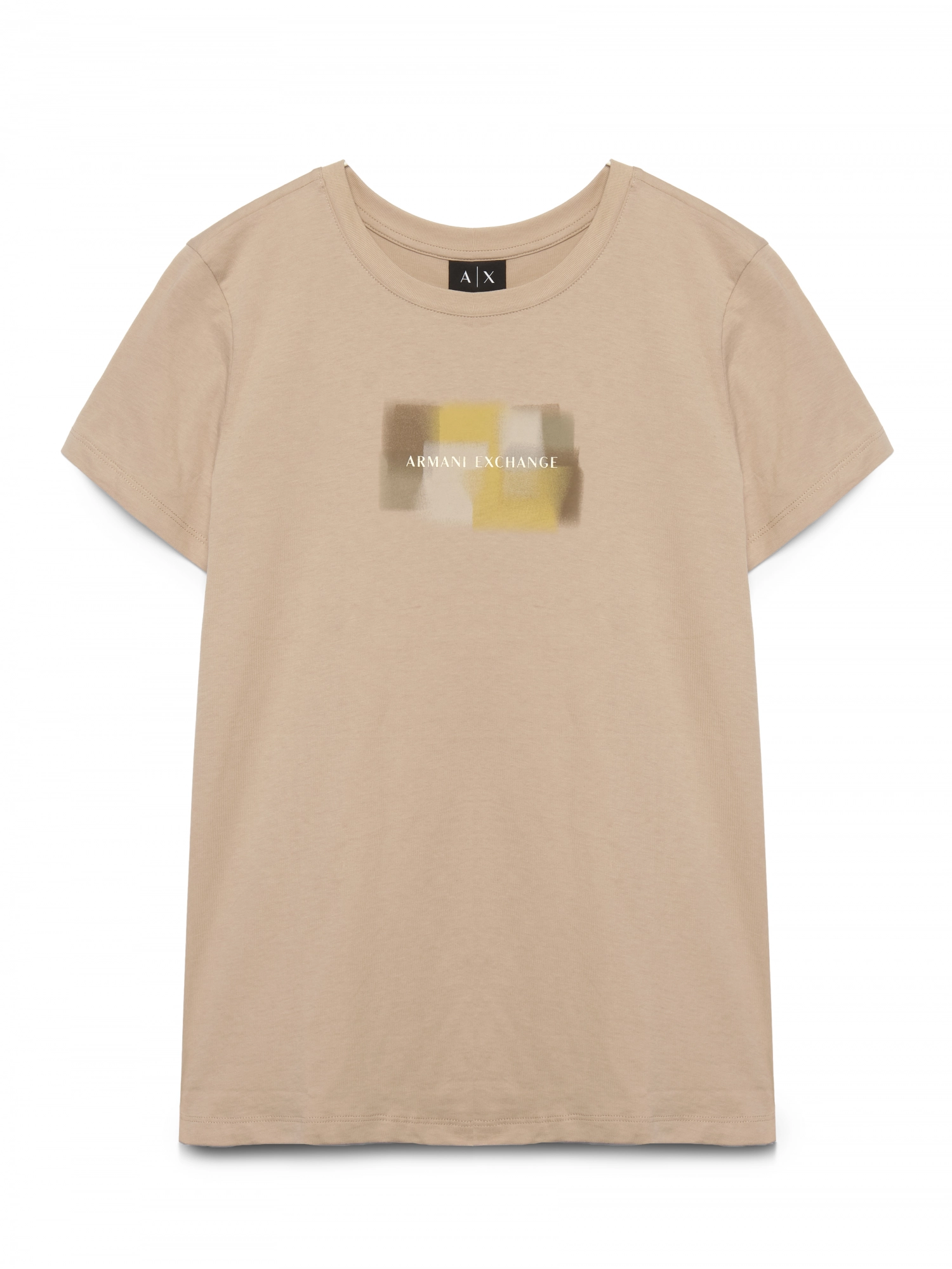 Футболка бежевого цвета Armani Exchange с принтом на груди