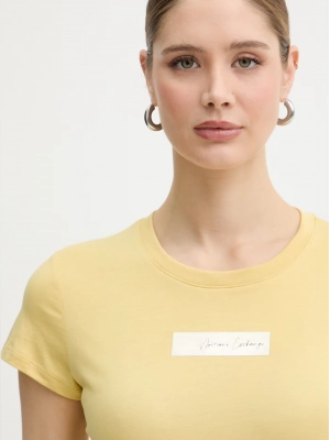 Хлопковая футболка Armani Exchange желтого цвета