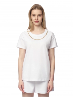 Белая футболка Armani Exchange с золтой цепочкой