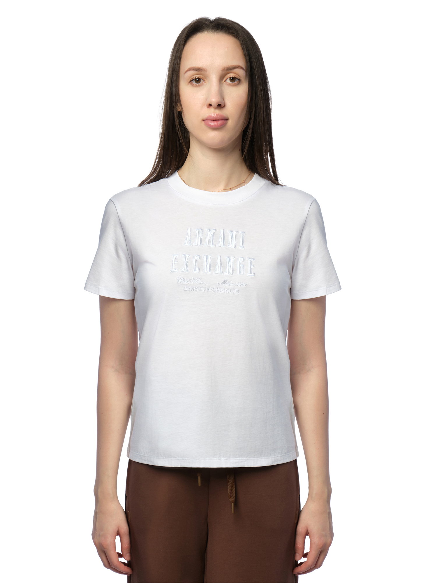 Белая футболка с логтипом на груди Armani Exchange