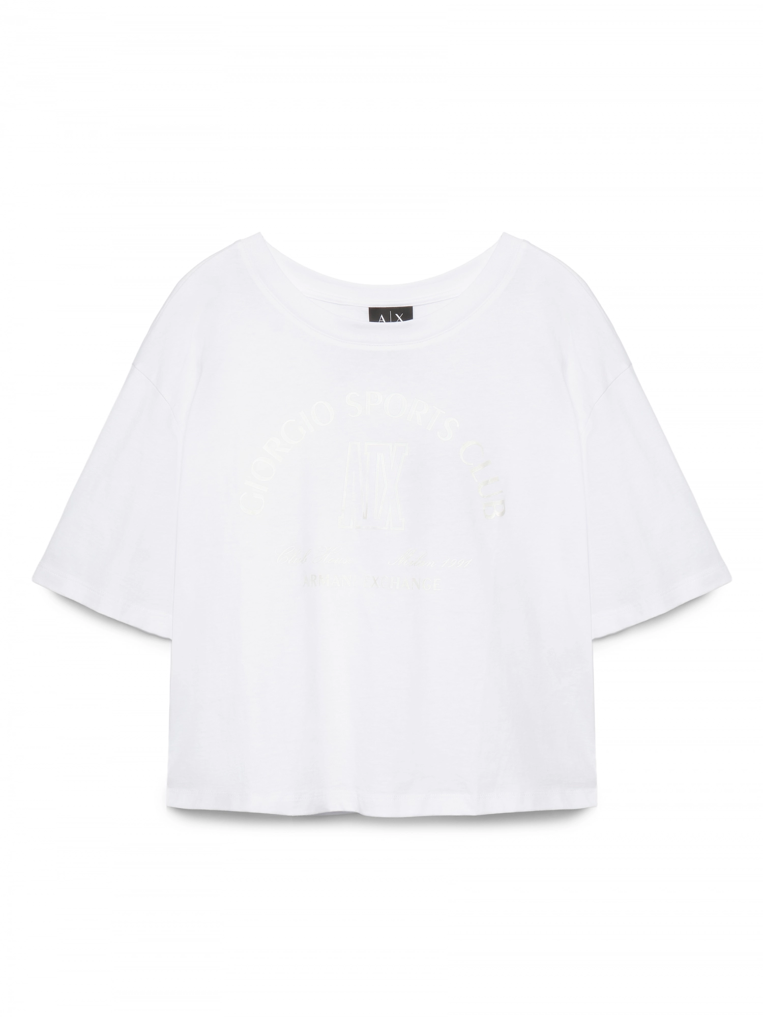 Укороченная футболка белого цвета Armani Exchange