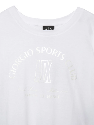 Укороченная футболка белого цвета Armani Exchange