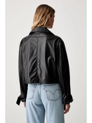 Чёрная куртка Armani Exchange – из натуральной кожи, двубортная