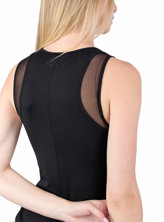 Черное платье футляр с сетчатыми вставками Armani Exchange