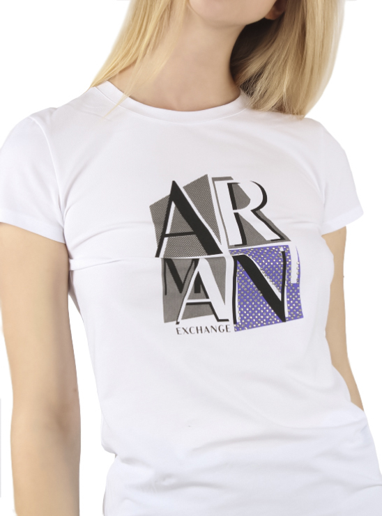 Белая футболка с принтом Armani Exchange