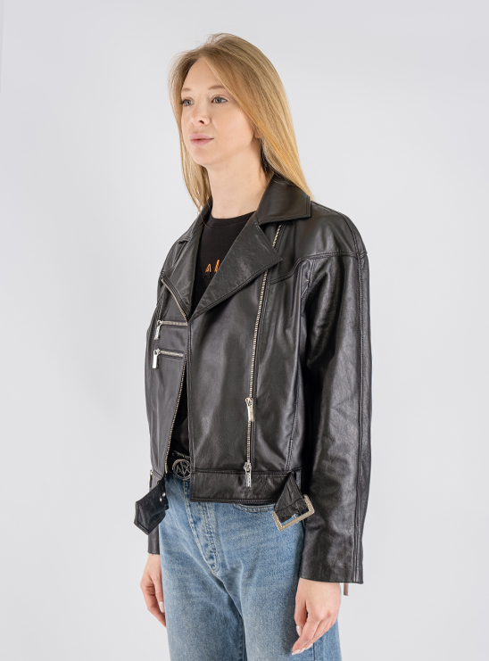 Кожаная куртка косуха черного цвета Armani Exchange