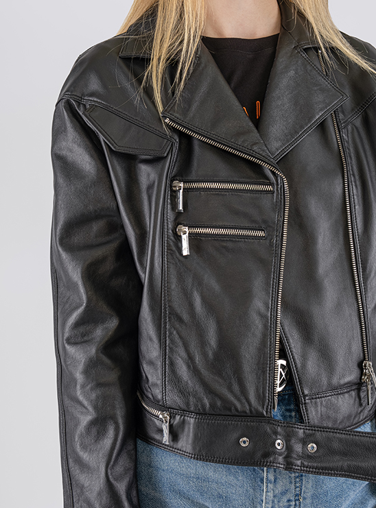 Кожаная куртка косуха черного цвета Armani Exchange