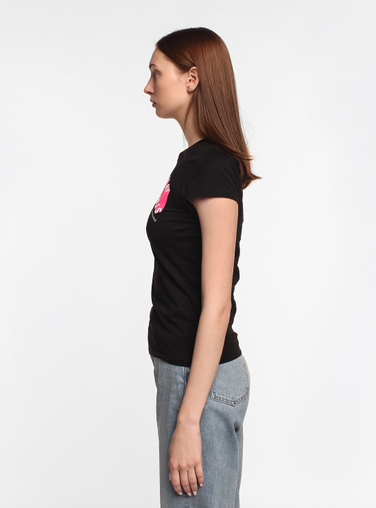 Черная футболка с круглым вырезом и принтом на груди Armani Exchange