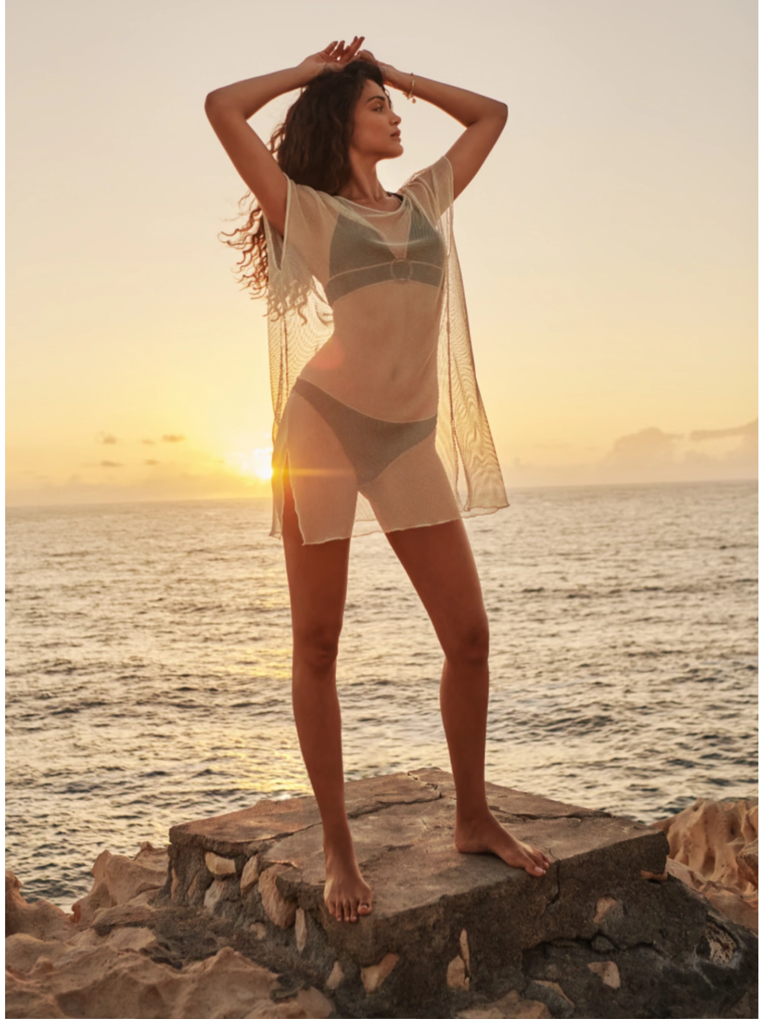 Туника BASMAR бежевого цвета из прозрачной ткани