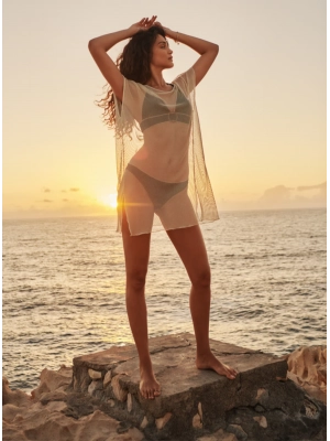 Туника BASMAR бежевого цвета из прозрачной ткани