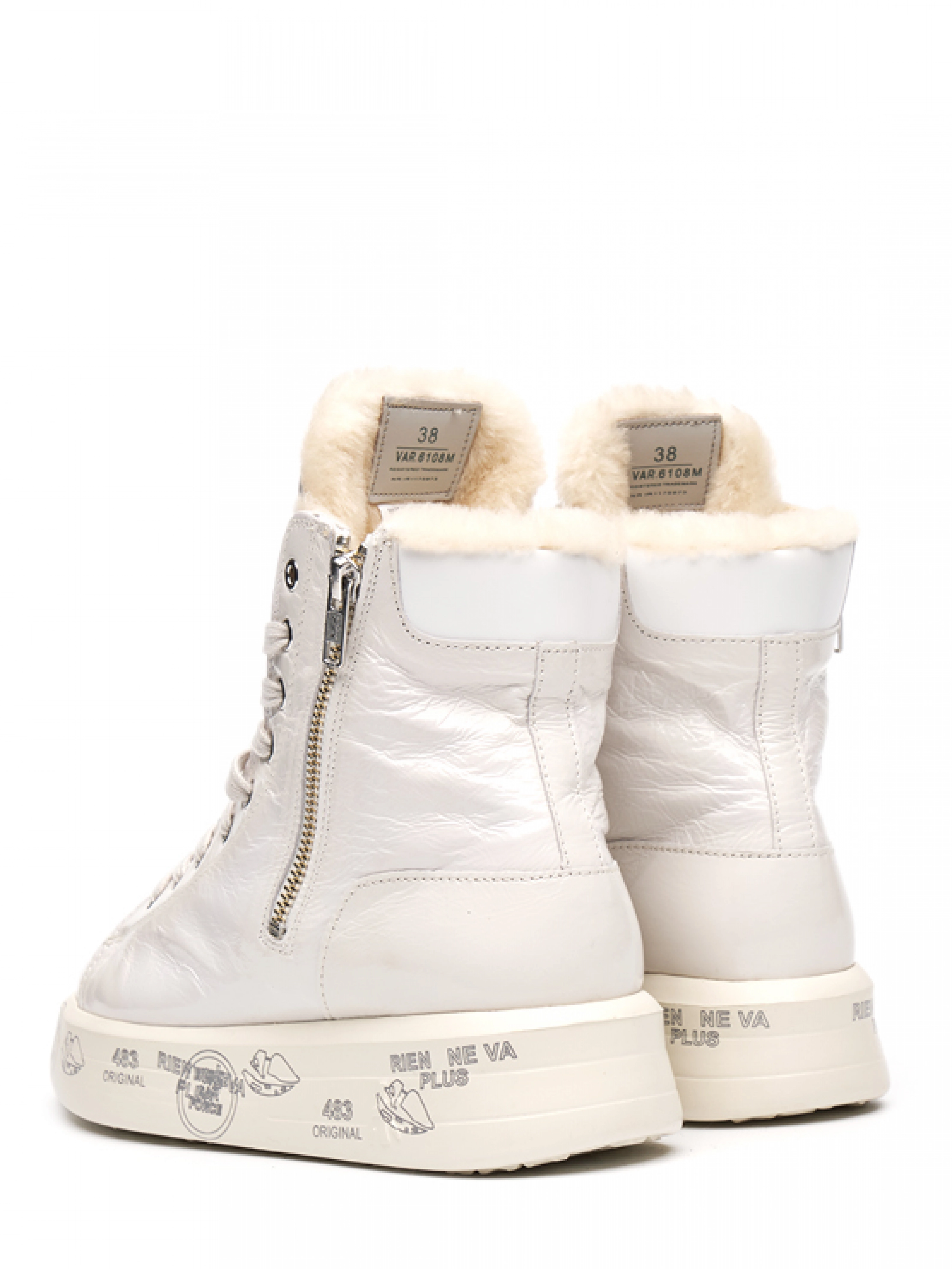 Высокие бежевые кеды на меху Premiata Edith 6108 Высокие бежевые кеды на меху Premiata Edith 6108