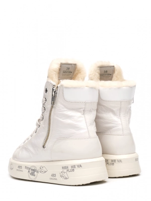 Высокие бежевые кеды на меху Premiata Edith 6108 Высокие бежевые кеды на меху Premiata Edith 6108