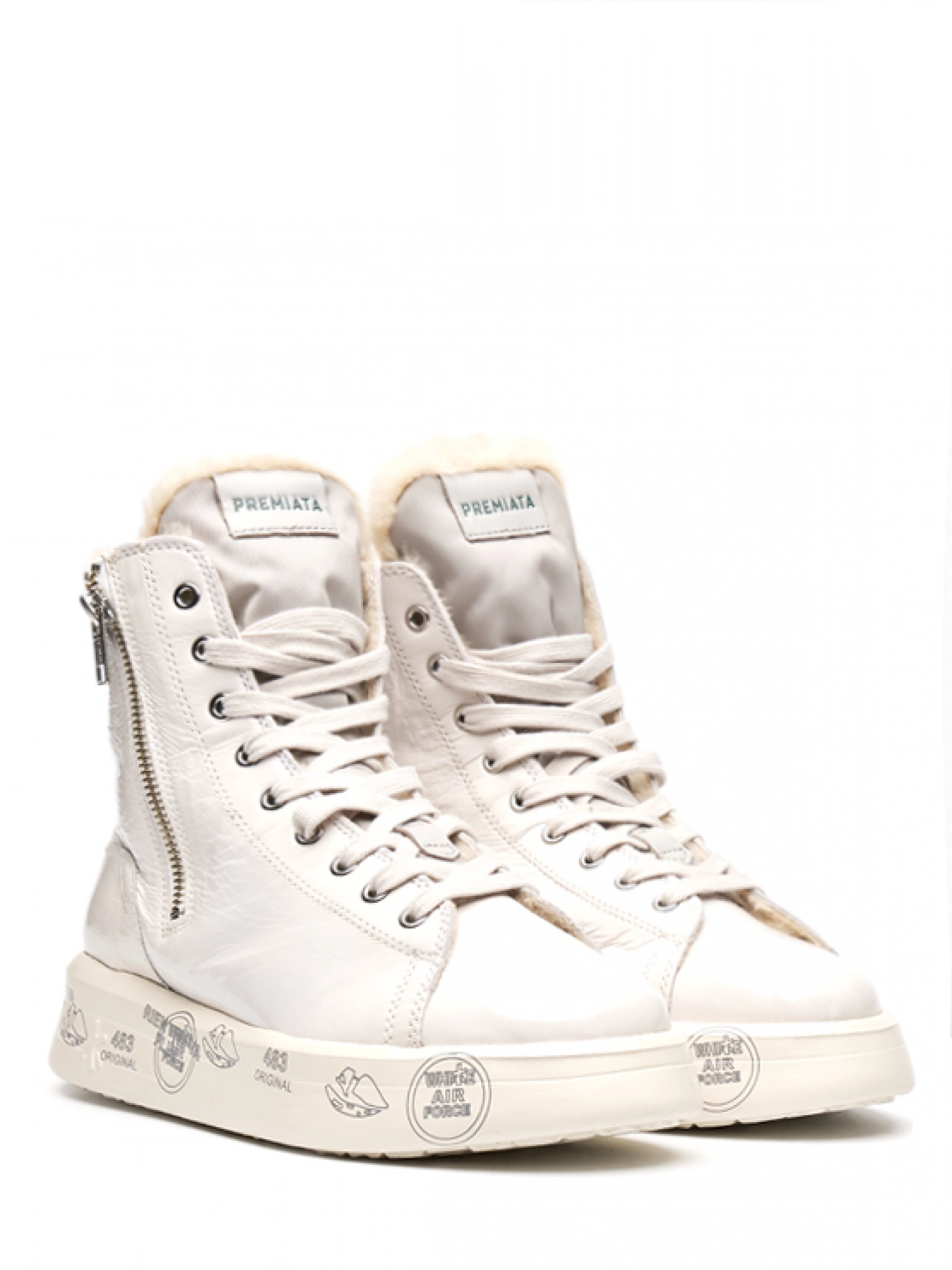 Высокие бежевые кеды на меху Premiata Edith 6108 Высокие бежевые кеды на меху Premiata Edith 6108