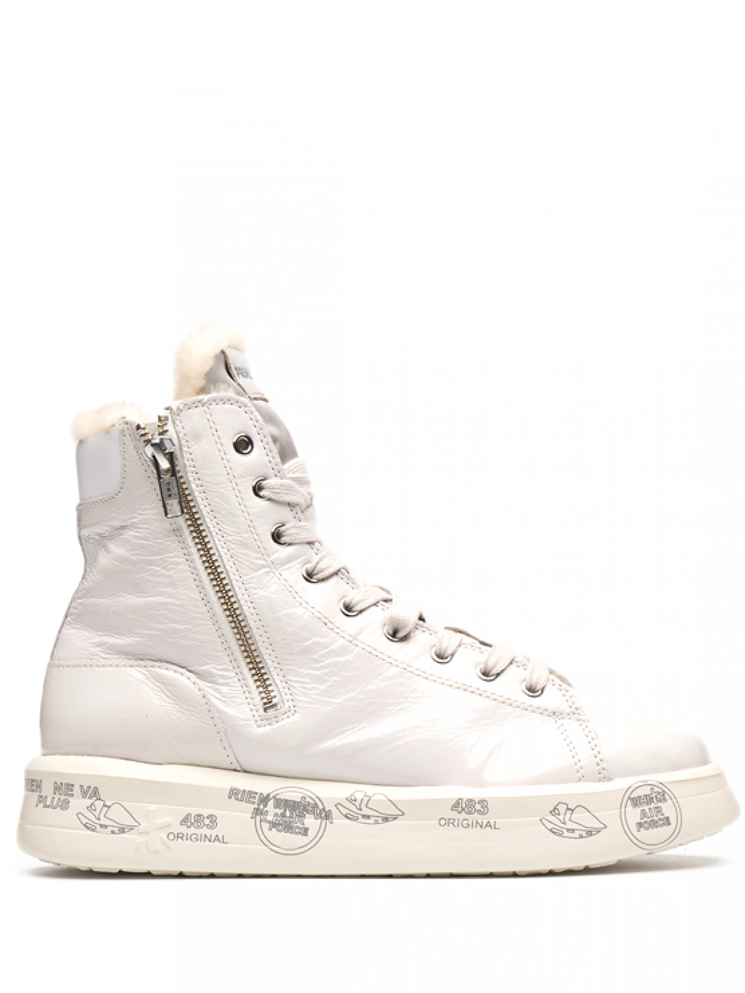 Высокие бежевые кеды на меху Premiata Edith 6108 Высокие бежевые кеды на меху Premiata Edith 6108