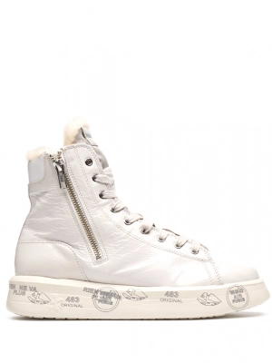 Высокие бежевые кеды на меху Premiata Edith 6108 Высокие бежевые кеды на меху Premiata Edith 6108