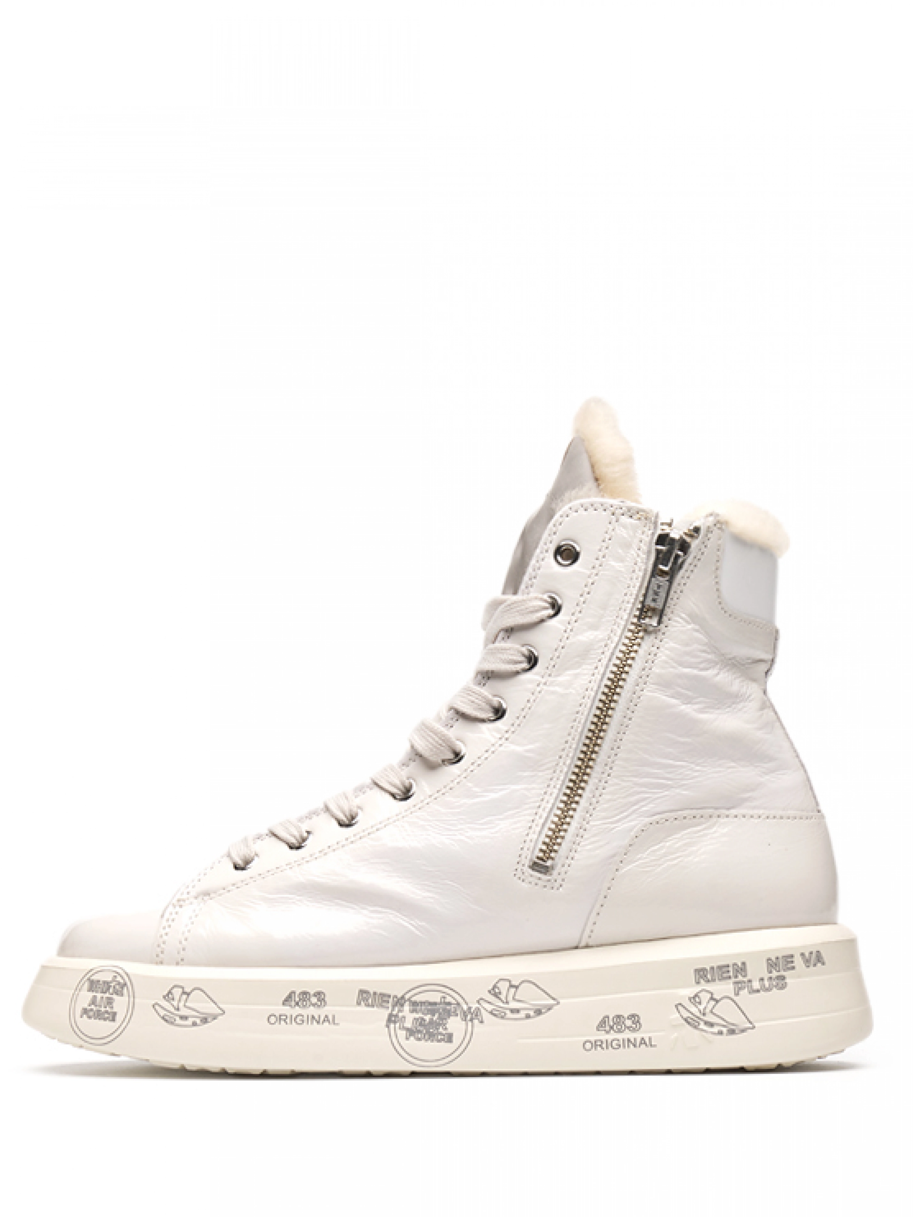 Высокие бежевые кеды на меху Premiata Edith 6108 Высокие бежевые кеды на меху Premiata Edith 6108