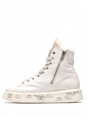 Высокие бежевые кеды на меху Premiata Edith 6108 Высокие бежевые кеды на меху Premiata Edith 6108