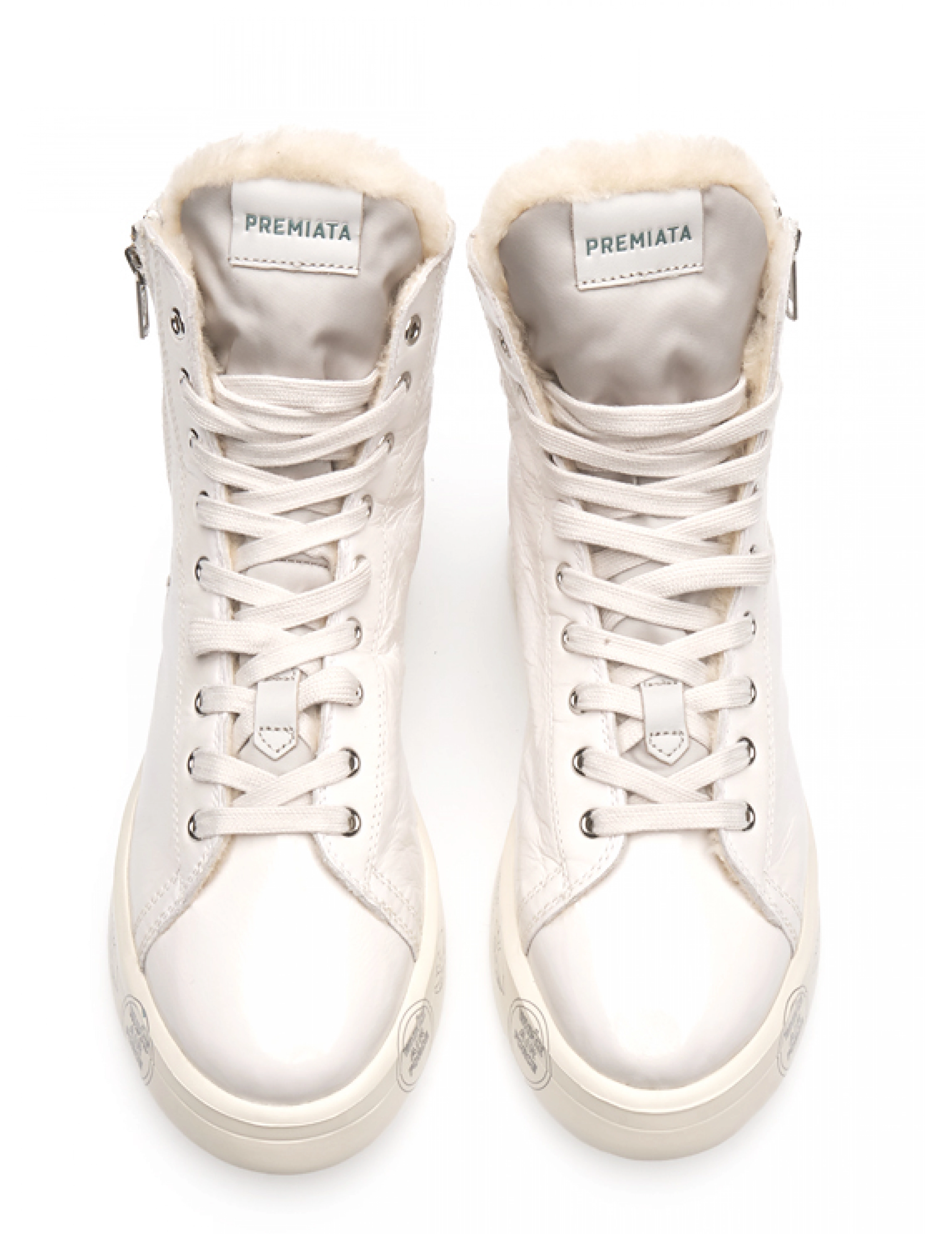 Высокие бежевые кеды на меху Premiata Edith 6108 Высокие бежевые кеды на меху Premiata Edith 6108