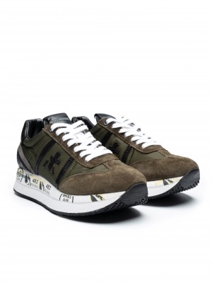 Кроссовки в цвете хаки на контрастной подошве Premiata Conny 6495