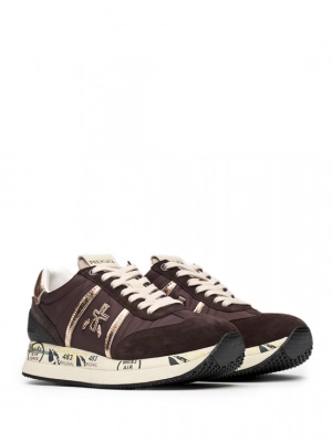 Кроссовки черного цвета с золотистыми вставками Premiata Conny 6980