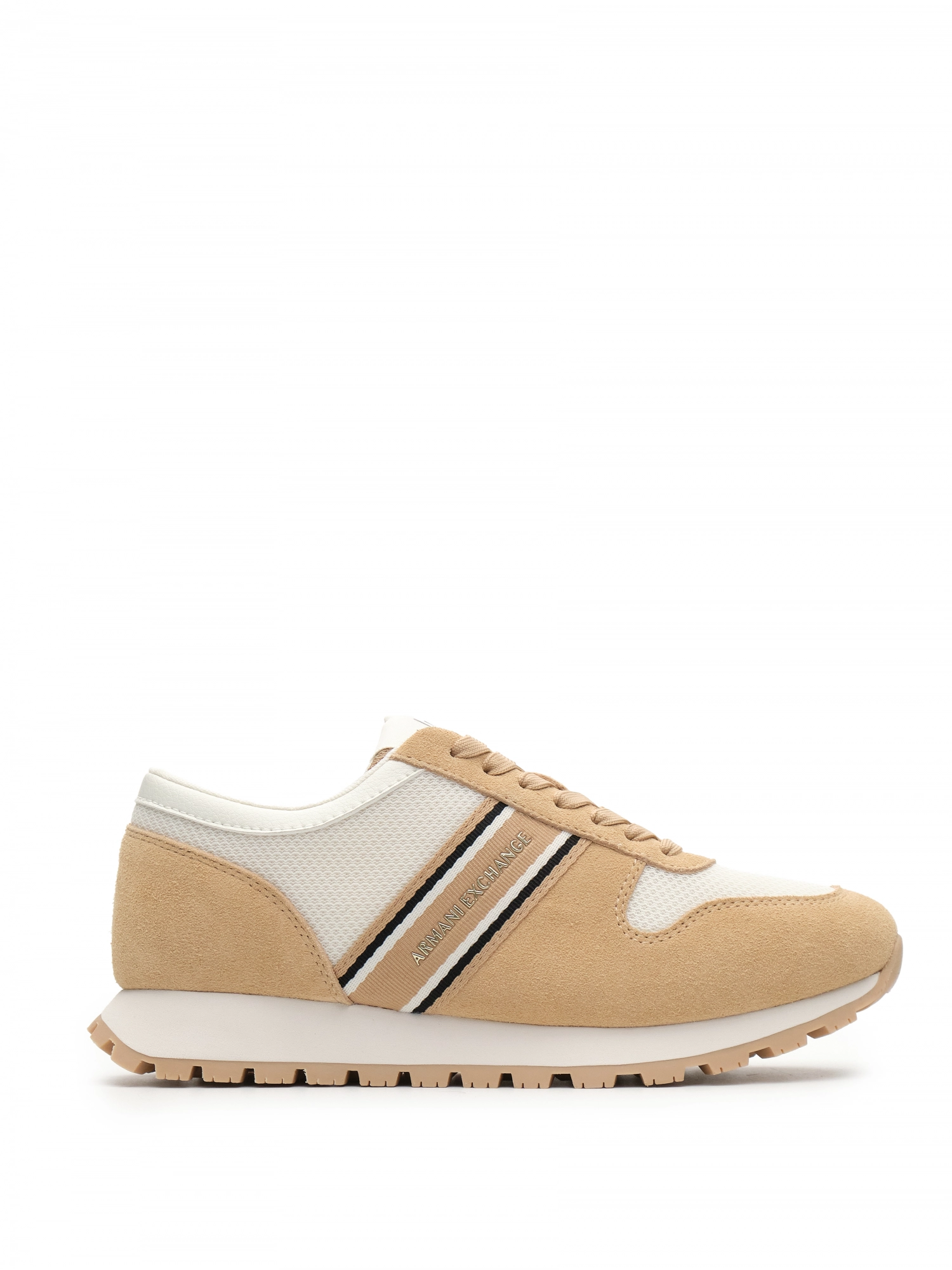 Женские кроссовки коричневого цвета с белыми вставками Armani Exchange