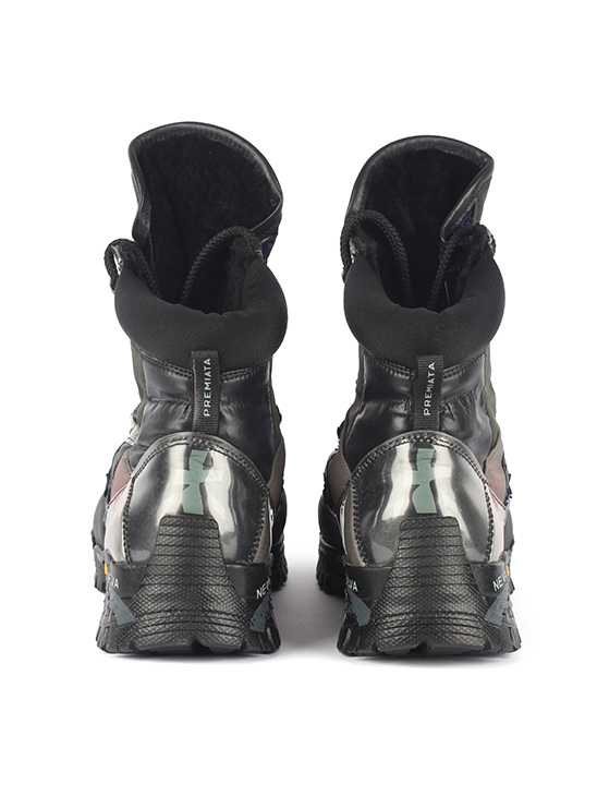 Кожаные треккинговые ботинки на шнуровке с серыми вставками Premiata Midtreck