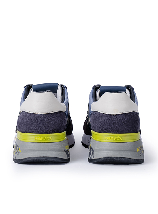 Синие кроссовки с салатовыми вставками и шнуровкой Premiata Lander 5898