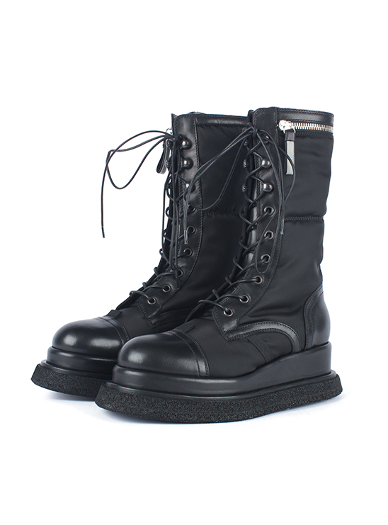Черные кожаные ботинки на шнуровке с текстильными вставками Premiata