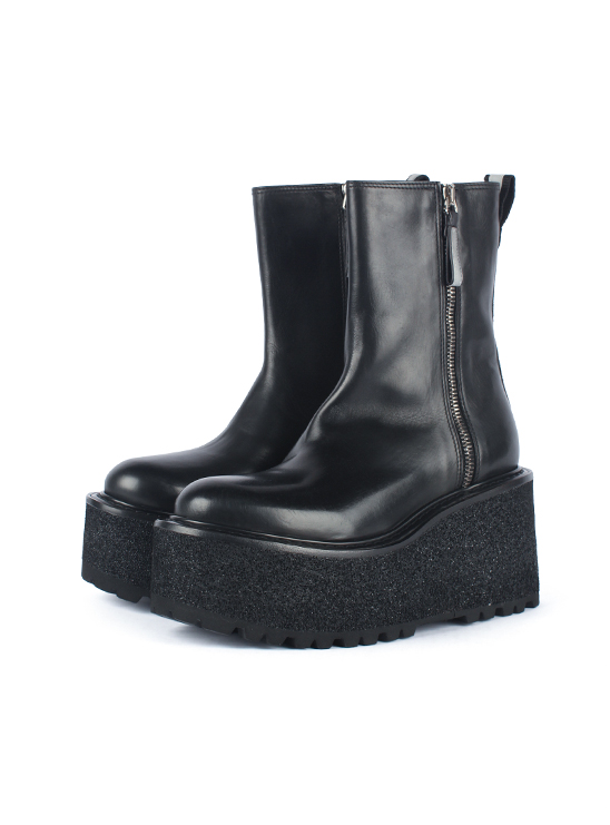 Черные кожаные ботинки на массивной платформе Premiata