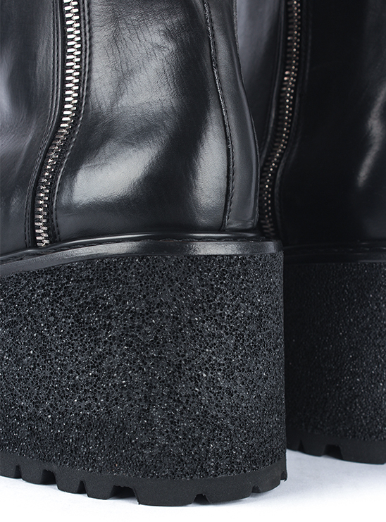 Черные кожаные ботинки на массивной платформе Premiata