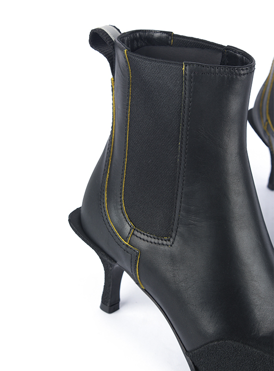 Черные кожаные ботильоны челси на среднем каблуке-шпильке Premiata