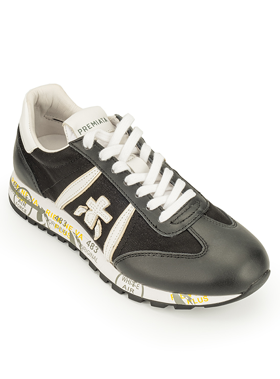 Черные кроссовки с белыми шнурками Premiata Lucy 6228