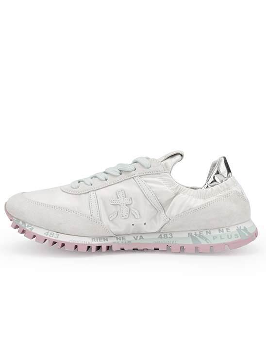 Белые кроссовки с розовой подошвой Premiata Sean 6251