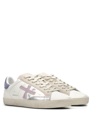 Кеды молочного цвета Premiata Steven 7273 с акцентными вставками