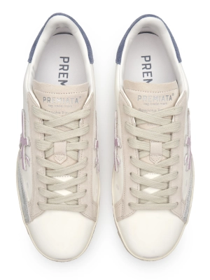 Кеды молочного цвета Premiata Steven 7273 с акцентными вставками