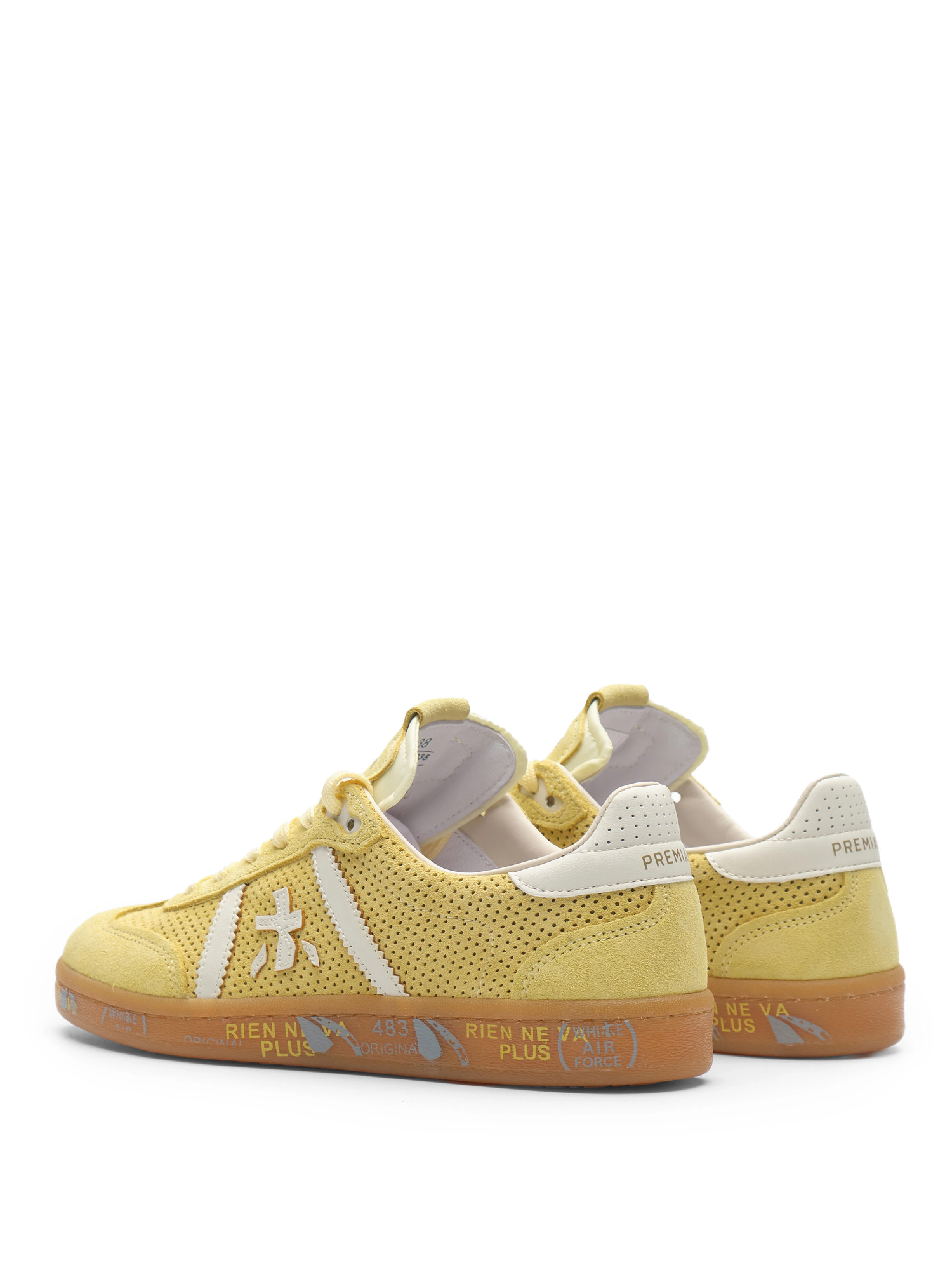 Кеды перфорированные  в желтом цвете Premiata BONNIED8035 на подошве в коричневом цвете