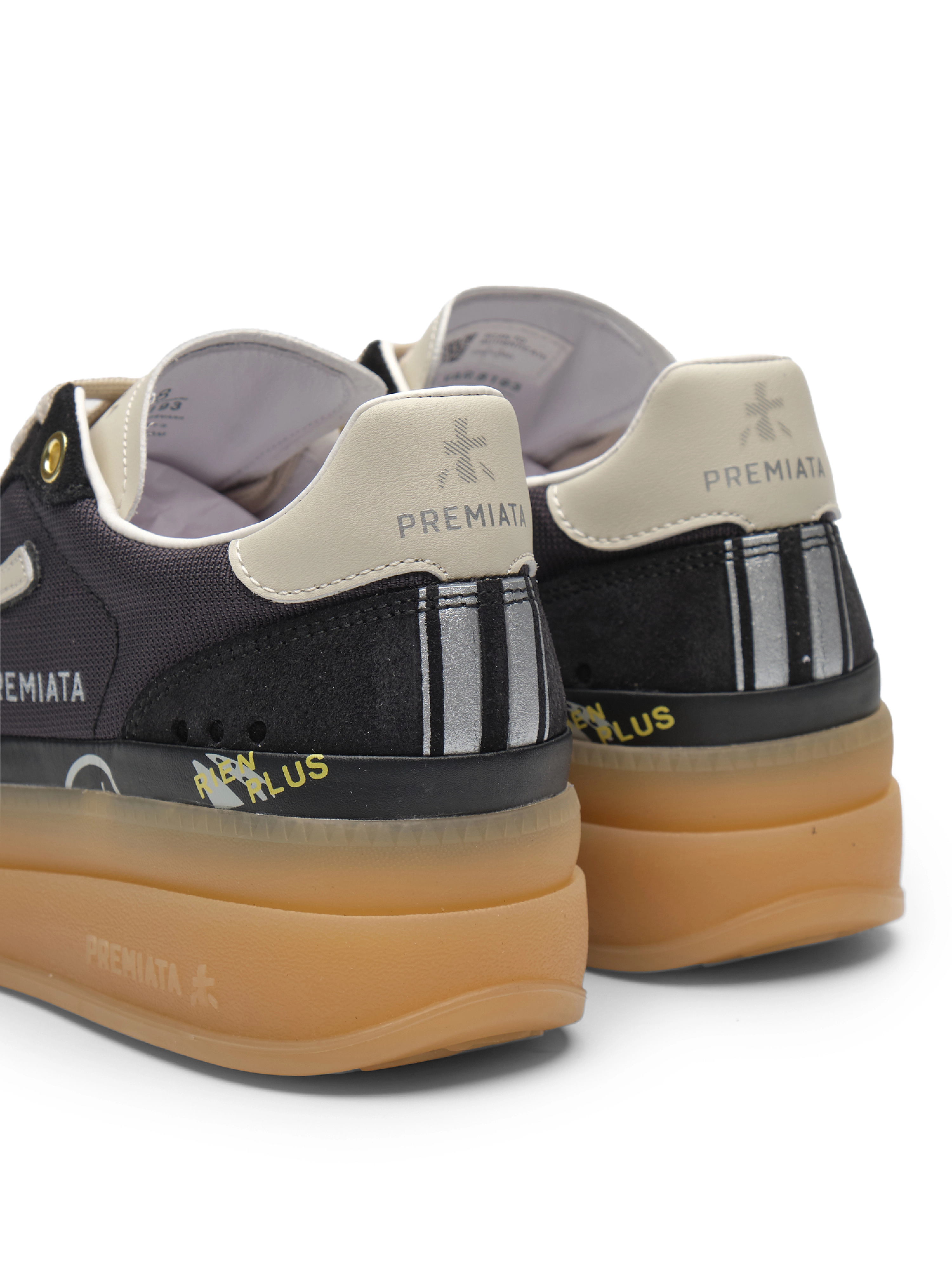 Кеды в черном цвете  Premiata MICOL8193 на объемной подошве в коричневом цвете