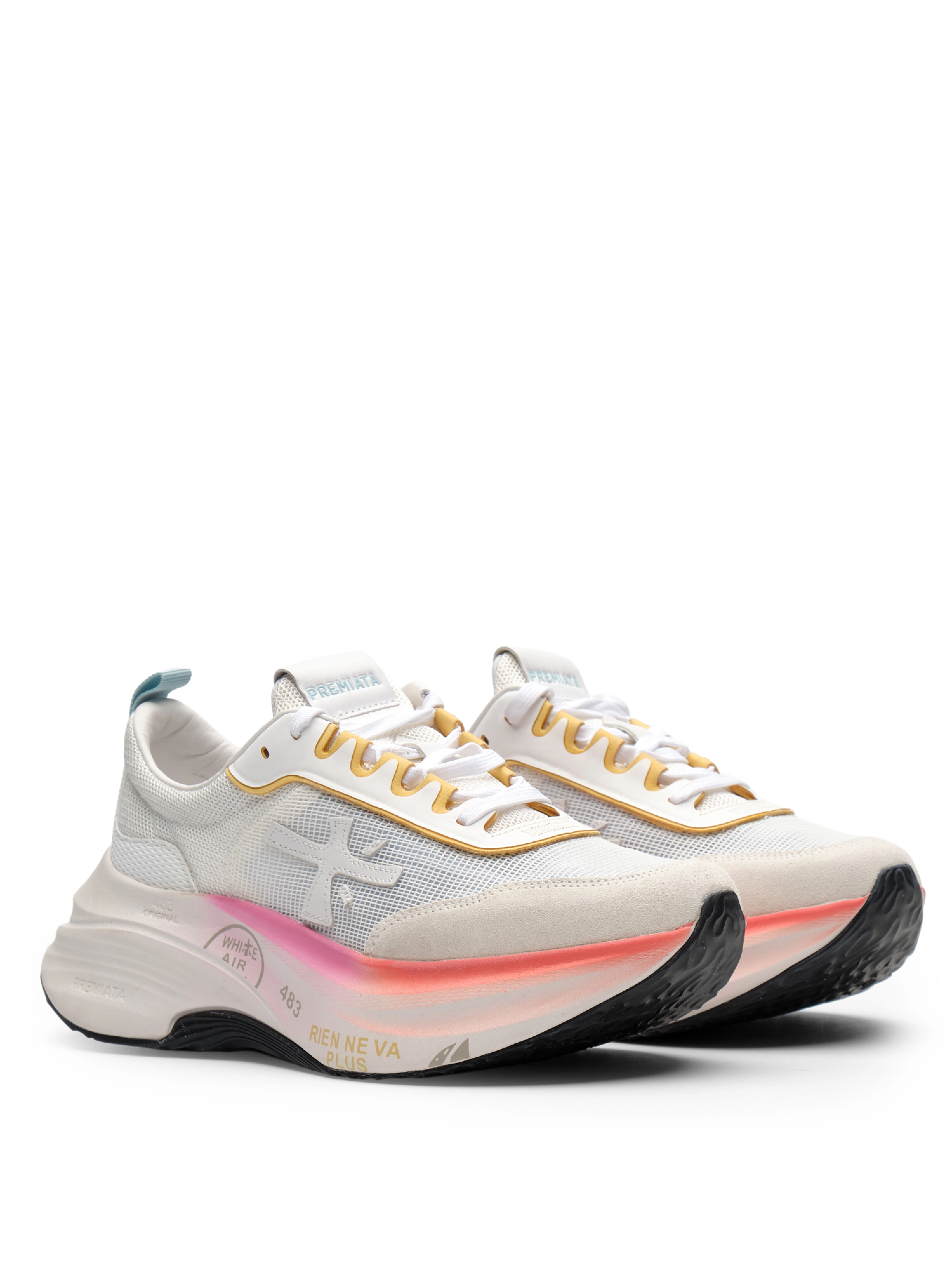 Перфорированные кроссовки в белом  цвете Premiata HILL8239 на рельефной подошве