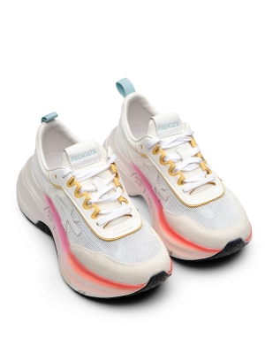 Перфорированные кроссовки в белом  цвете Premiata HILL8239 на рельефной подошве