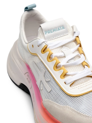 Перфорированные кроссовки в белом  цвете Premiata HILL8239 на рельефной подошве