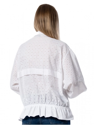 Куртка ICE Play в белом цвете на кулиске с перфорированным принтом