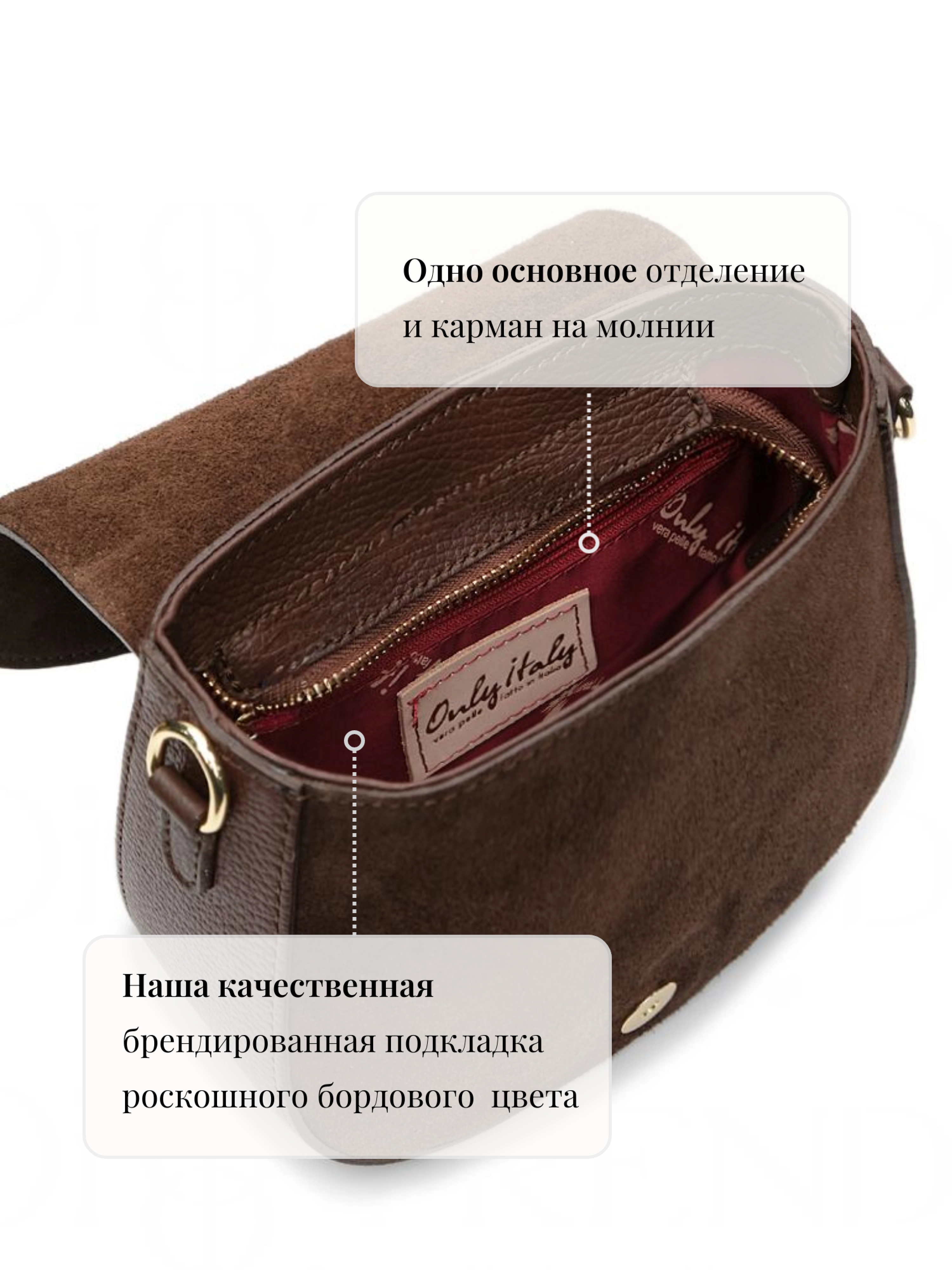 Сумка кроссбоди Angelika в коричневой замше OiTrend