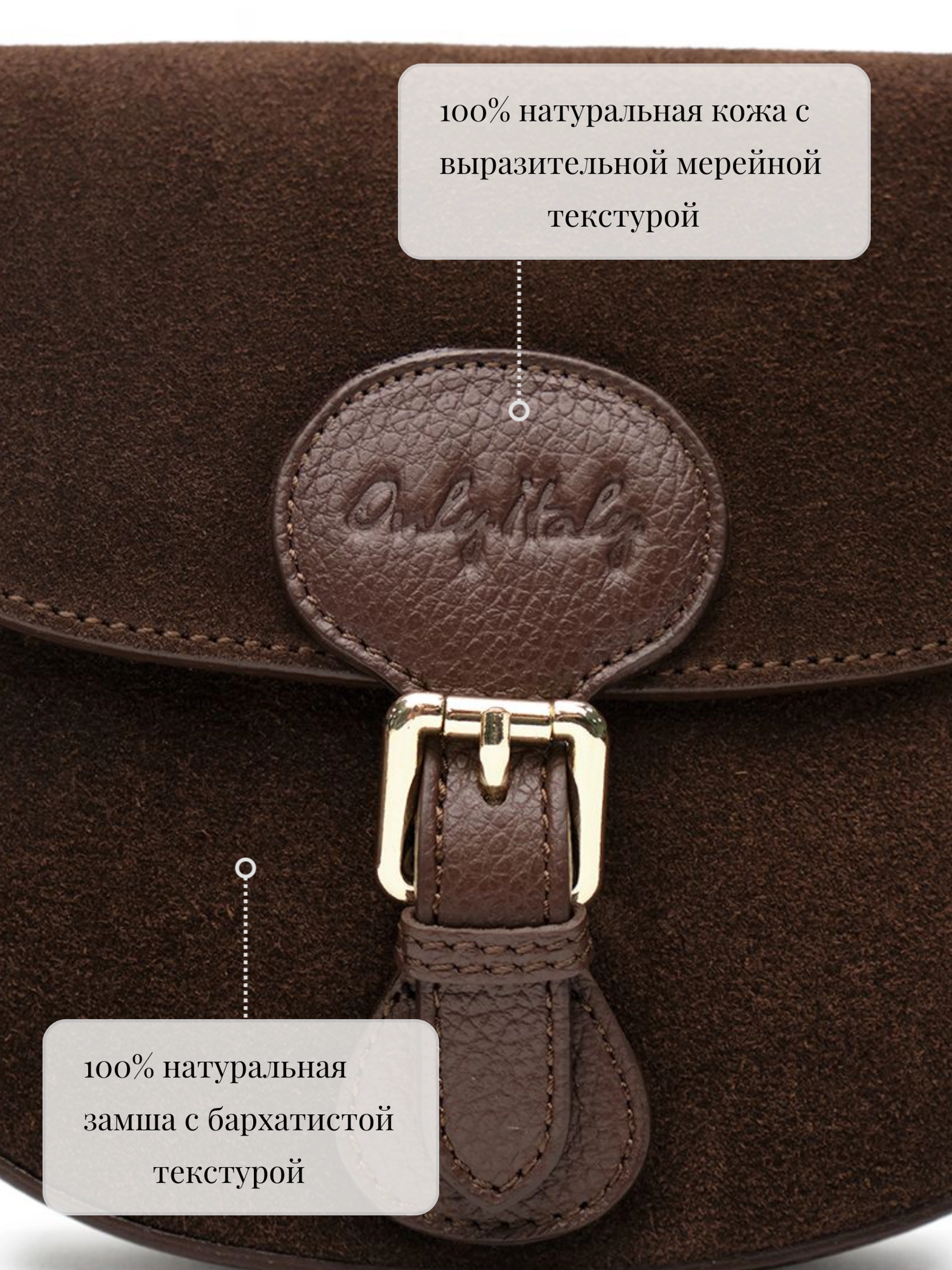 Сумка кроссбоди Angelika в коричневой замше OiTrend