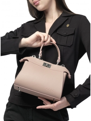 Сумка тоут в пудровом цвете OiTrend из натуральной кожи ELISA_mini