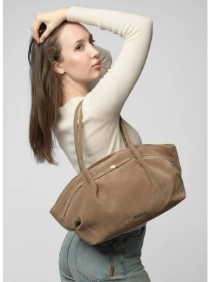 Сумка тоут из натуральная замши Poline в бежевом цвете  OiTREND