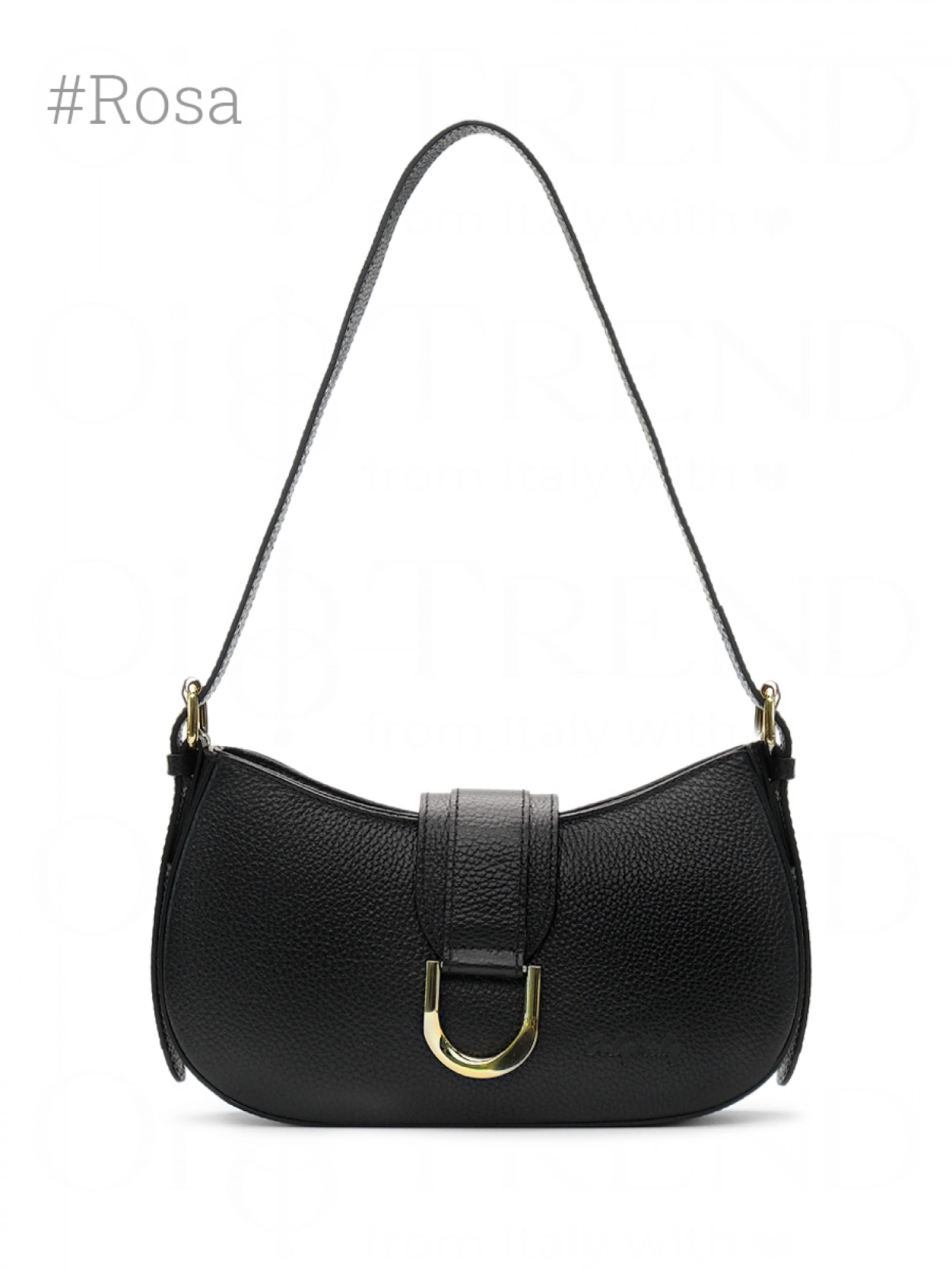 Кожаная сумка-хобо Rosa из натуральной кожи в черном цвете OiTREND