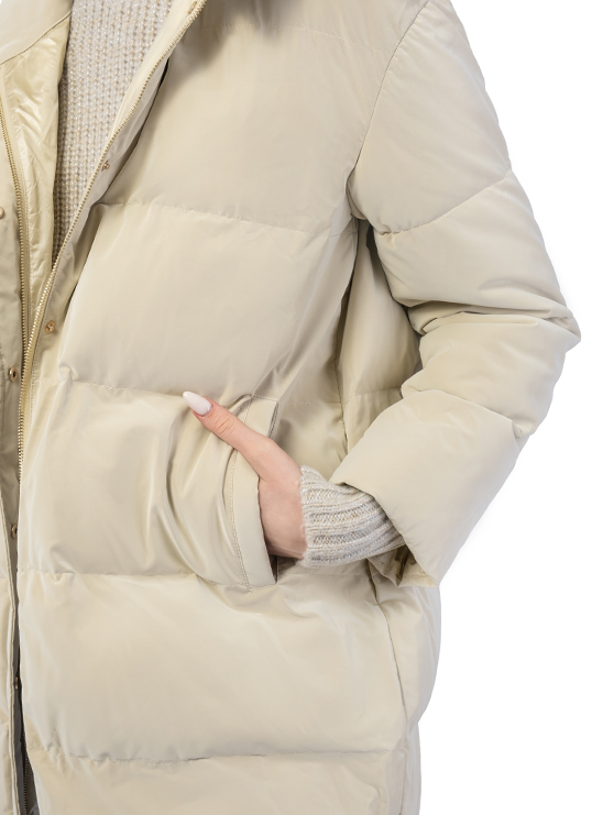 Удлиненная куртка пуховик кремового цвета Patrizia Pepe
